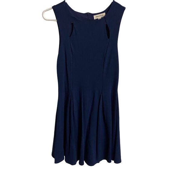 Monteau Dress Womens Small Navy Blue Sleeveless Knit Knee Length Fit and Flare - Picture 1 of 4